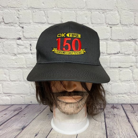 Vintage Hat Cap Snapback Black OK Tire 150 Locations Coast to Coast Automotive - Picture 1 of 8